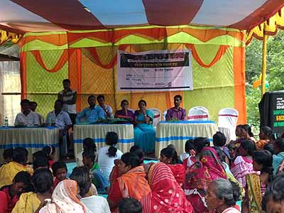 Block officer giving lecture on sanitation & health  Murshi- Nabagram