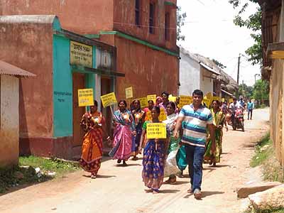 Block officer giving lecture on sanitation & health  Murshi- Nabagram